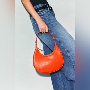 Orange Croc-Embossed Women's Bag
